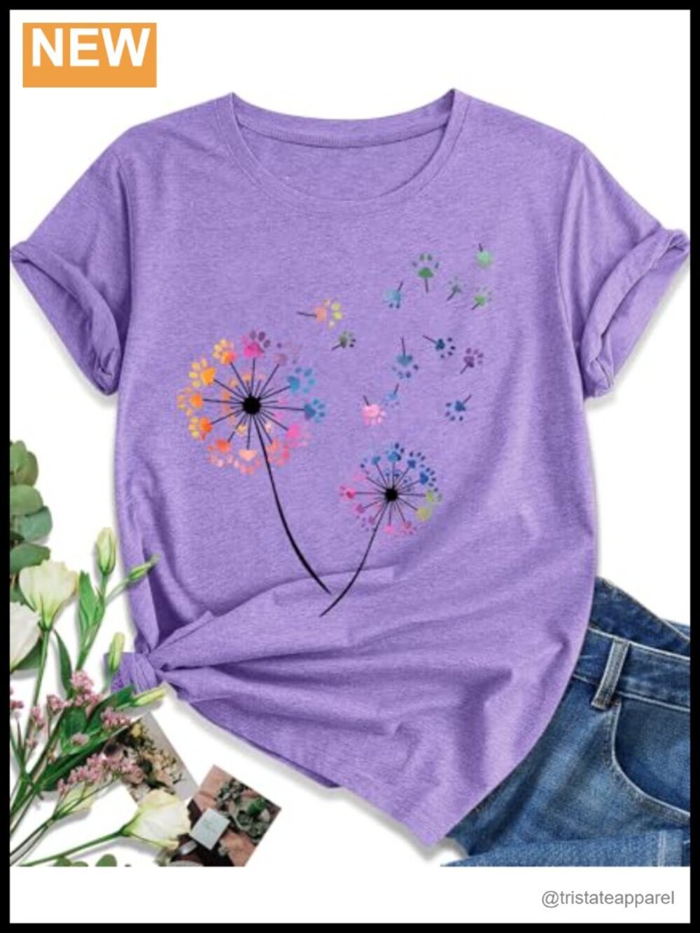 Dandelion Graphic Floral T-Shirt for Women Casual Summer Boho Tops